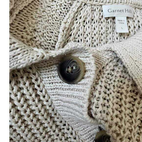 Garnet Hill Ecru Maren Linen & Organic-Cotton Cardigan Size Large Style 500532 - Picture 9 of 15